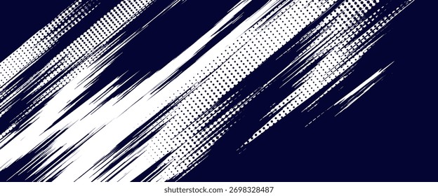 Dots halftone white \u0026 blue color pattern gradient grunge texture background. Dots pop art comics sport style vector illustration