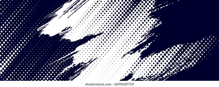 Pontos branco de meio-tom \u0026 cor azul padrão gradiente gradiente textura fundo. Pontos pop art quadrinhos estilo esporte vetor ilustração