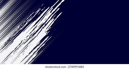 Dots halftone white \u0026 blue color pattern gradient grunge texture background. Dots pop art comics sport style vector illustration	
