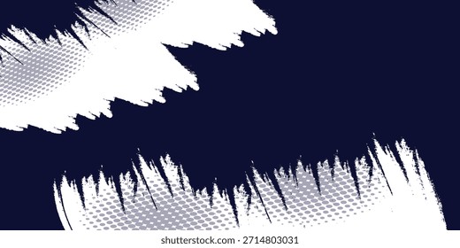 Punto medio tono blanco \u0026 patrón de color azul gradiente grunge textura de fondo. Ilustración vectorial de estilo deportivo de cómics de arte pop de puntos
