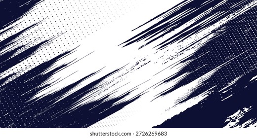 Punto medio tono blanco \u0026 patrón de color azul gradiente grunge textura de fondo. Ilustración vectorial de estilo deportivo de cómics de arte pop de puntos