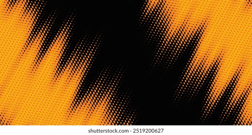 Dots halftone yellow and black color pattern gradient grunge texture background. Dots pop art comics sport style modern black abstract background.