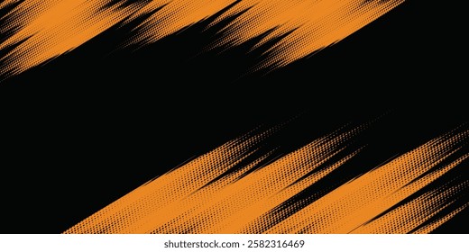 Dots halftone yellow and black color pattern gradient grunge texture background. Dots pop art comics sport style modern black abstract background.