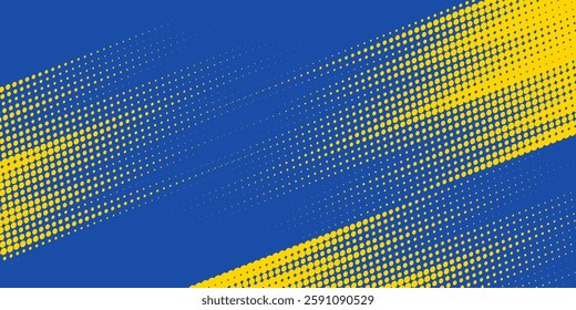 Dots halftone yellow and blue color pattern gradient grunge texture background. Dots pop art comics sport style vector illustration halftone. modern