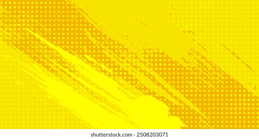Fondo de textura grunge de gradiente de patrón de color amarillo de semitono de puntos. Ilustración vectorial de estilo deportivo de cómics de arte pop Dots. eps 10