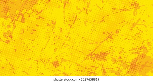 Fondo de textura grunge de gradiente de patrón de color amarillo de semitono de puntos. Puntos pop art comics sport