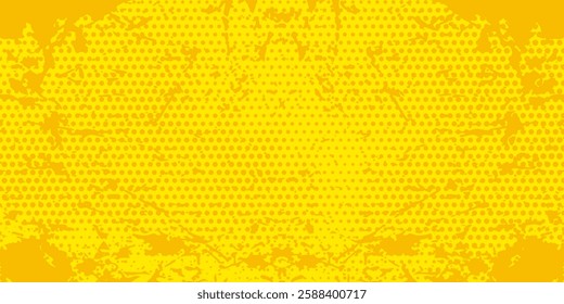 Dots halftone yellow color pattern gradient grunge texture background. Dots pop art comics sport style modern 