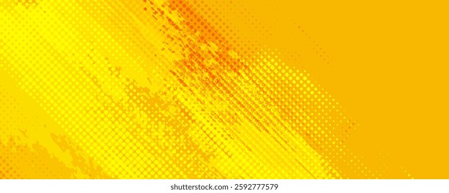 Dots halftone yellow color pattern gradient grunge texture background. Dots pop art comics sport style vector illustration	