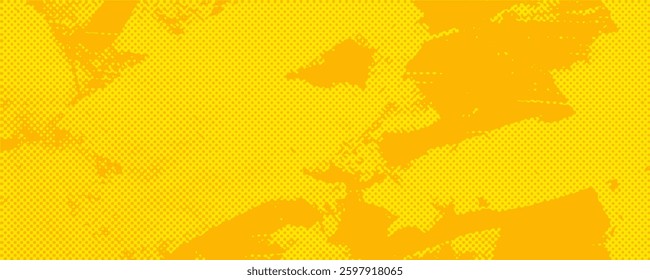 Dots halftone yellow color pattern gradient grunge texture background. Dots pop art comics sport style vector illustration