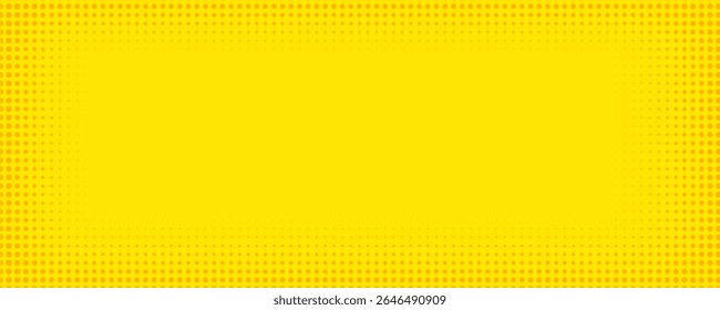 Fondo de textura grunge de gradiente de patrón de color amarillo de semitono de puntos. Ilustración vectorial de estilo deportivo de cómics de arte pop de puntos