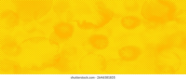 Fondo de textura grunge de gradiente de patrón de color amarillo de semitono de puntos. Ilustración vectorial de estilo deportivo de cómics de arte pop de puntos