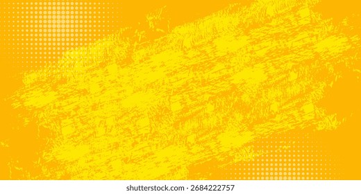 Fondo de textura grunge de gradiente de patrón de color amarillo de semitono de puntos. estilo Ilustración vectorial suave