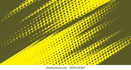 Pontos meio tom amarelo padrão de cor gradiente gradiente grunge textura fundo. ilustração vetorial.
