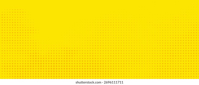 Fondo de textura grunge de gradiente de patrón de color amarillo de semitono de puntos.