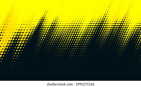 Dots halftone yellow and dark blue color pattern gradient grunge texture background. Dots pop art sport style vector illustration. - Shutterstock ID 1995271526