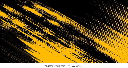 Dots halftone yellow and dark blue color pattern gradient grunge texture background. Dots pop art sport style vector illustration	
