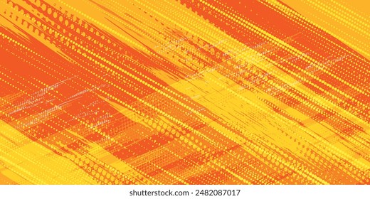 Los puntos de medio tono amarillo y azul oscuro patrón de color gradiente grunge textura de fondo. Vector grunge