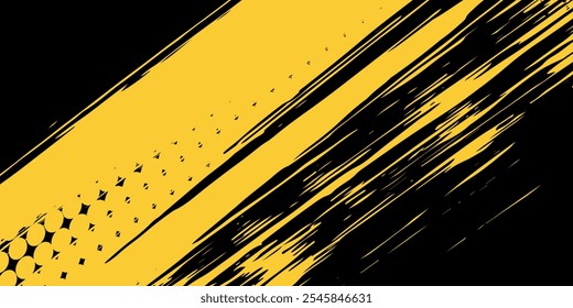 Punkte Halbton gelb und dunkelblaue Farbmuster Farbverlauf Grunge Textur Hintergrund. Dots Pop Art Sport Stil Vektorgrafik