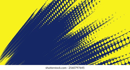 Dots halftone yellow and dark blue color pattern gradient grunge texture background. Dots pop art sport style vector illustration. Eps10