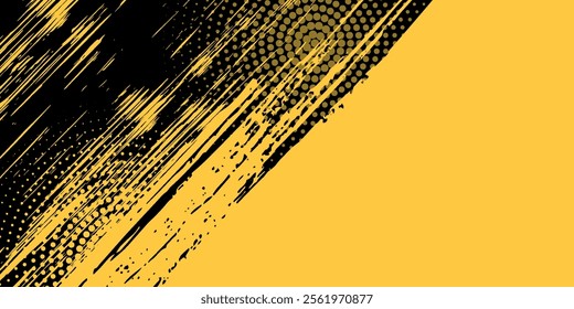 Dots halftone yellow and dark blue color pattern gradient grunge texture background. vector grunge	
