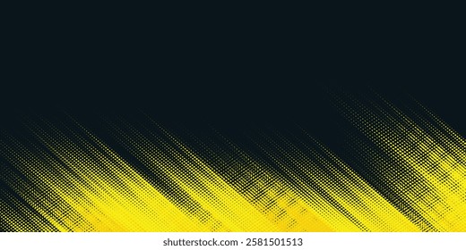 Dots halftone yellow and dark blue color pattern gradient grunge texture background. Dots pop art sport style vector illustration.