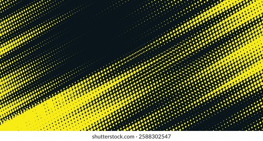 Dots halftone yellow and dark blue color pattern gradient grunge texture background. 