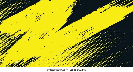 Dots halftone yellow and dark blue color pattern gradient grunge texture background. 