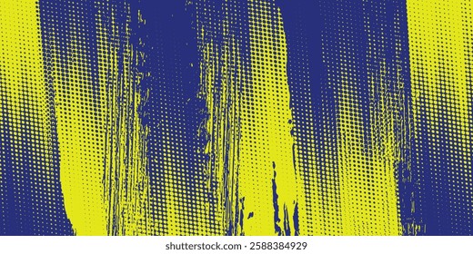 Dots halftone yellow and dark blue vector line color pattern gradient grunge texture background. grunge brush strokes ink paint isolated on white background. modern