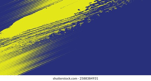 Dots halftone yellow and dark blue vector line color pattern gradient grunge texture background. grunge brush strokes ink paint isolated on white background. modern