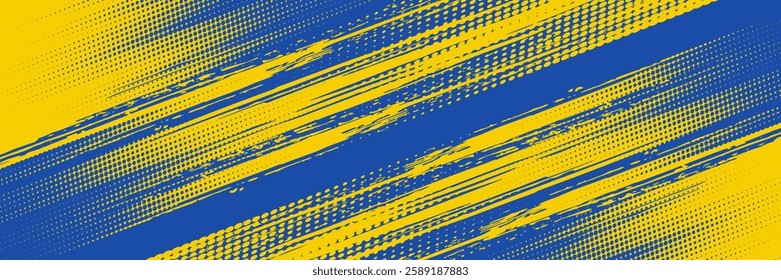 Dots halftone yellow and dark blue vector line color pattern gradient grunge texture background. grunge brush strokes ink paint isolated on white background. modern