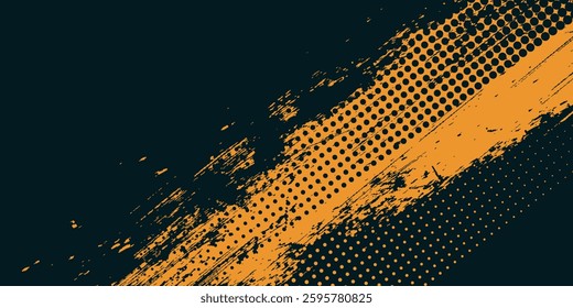 Dots halftone yellow and dark blue color pattern gradient grunge texture background. Dots pop art sport style vector illustration