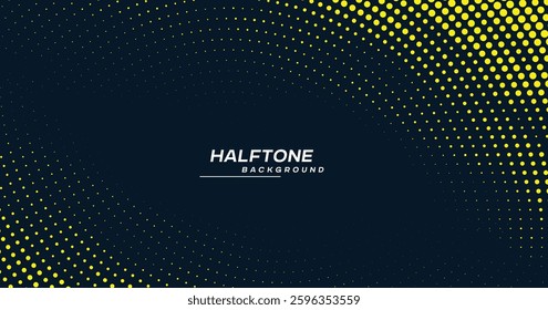 Dots halftone yellow and dark blue color pattern gradient texture with technology digital background. Dots pop art comics with nature graphic design.