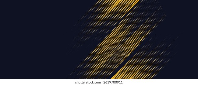 Punkte Halbton gelb und dunkelblaue Farbmuster Farbverlauf Grunge Textur Hintergrund. Dots Pop Art Sport Stil Vektorgrafik. Vektorgrau-Halbtonabstrakt. EPS 10