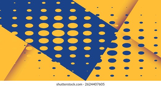 Dots halftone yellow and dark blue color pattern gradient grunge texture background.