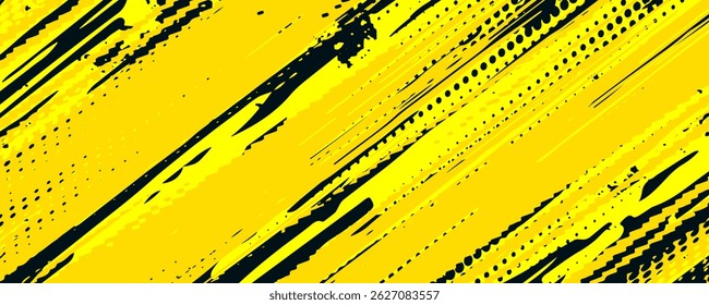 Dots halftone yellow and dark blue color pattern gradient grunge texture background. Dots pop art sport style vector illustration.