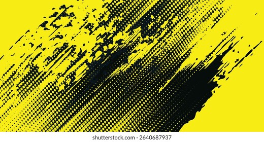 Dots halftone yellow and dark blue color pattern gradient grunge texture background. Dots pop art sport style  modern grunge