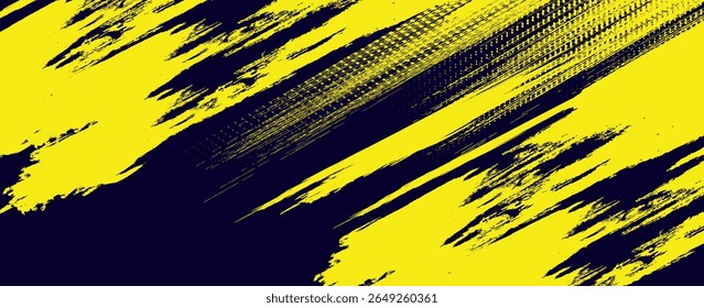 Dots halftone yellow and dark blue color pattern gradient grunge texture background. Dots pop art sport style  modern grunge