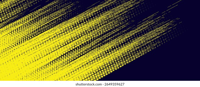 Pontos meio tom amarelo e azul escuro padrão de cor gradiente gradiente fundo textura grunge. Pontos pop art esporte estilo grunge moderno