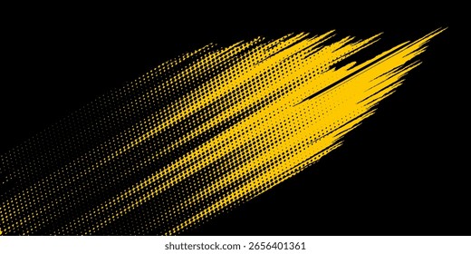 Pontos meio tom amarelo e azul escuro padrão de cor gradiente gradiente textura fundo. vetor grunge esporte.	
