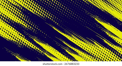 Pontos meio tom amarelo e azul escuro padrão de cor gradiente gradiente fundo textura grunge.