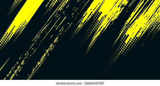 Dots halftone yellow and dark blue color pattern gradient grunge texture background.