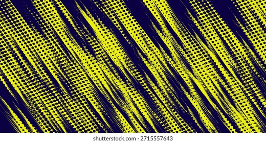 Dots halftone yellow and dark blue color pattern gradient grunge texture background. vector grunge sport.