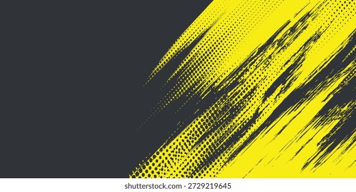 Fondo de textura grunge degradado de patrón de color amarillo y azul oscuro. Ilustración vectorial de estilo deportivo de arte pop de puntos.
