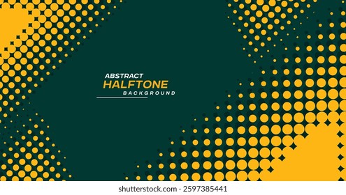 Dots halftone yellow and dark green color pattern gradient grunge texture background. vector grunge. modern, Dots pop art comics with nature graphic design.