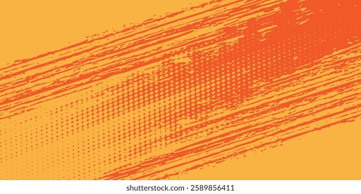 Dots halftone yellow and dark orange vector line color pattern gradient grunge texture background. grunge brush strokes ink paint isolated on white background. modern