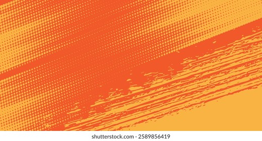 Dots halftone yellow and dark orange vector line color pattern gradient grunge texture background. grunge brush strokes ink paint isolated on white background. modern