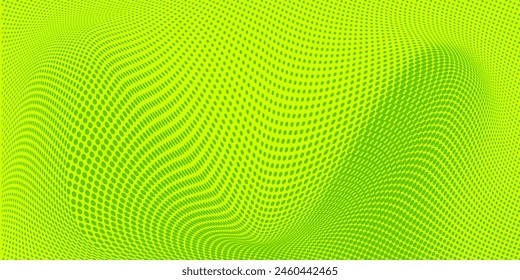 Fondo de textura de degradado de trama de color verde amarillo de semitono de puntos.