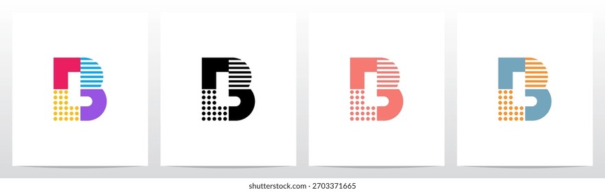 Punkte und waagerechte Linien Unterteilte Buchstaben ursprüngliches Logo-Design B