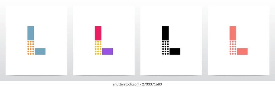 Pontos E Linhas Horizontais Divididas Letras Iniciais Logo Design L