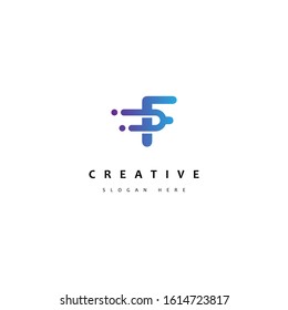 Dots Initial Letter F Logo Design Template
